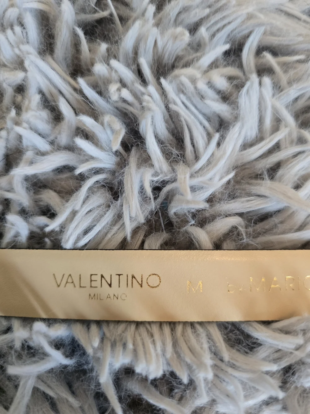 Valentino Cream Leather Belt with Gold V Logo Buckle